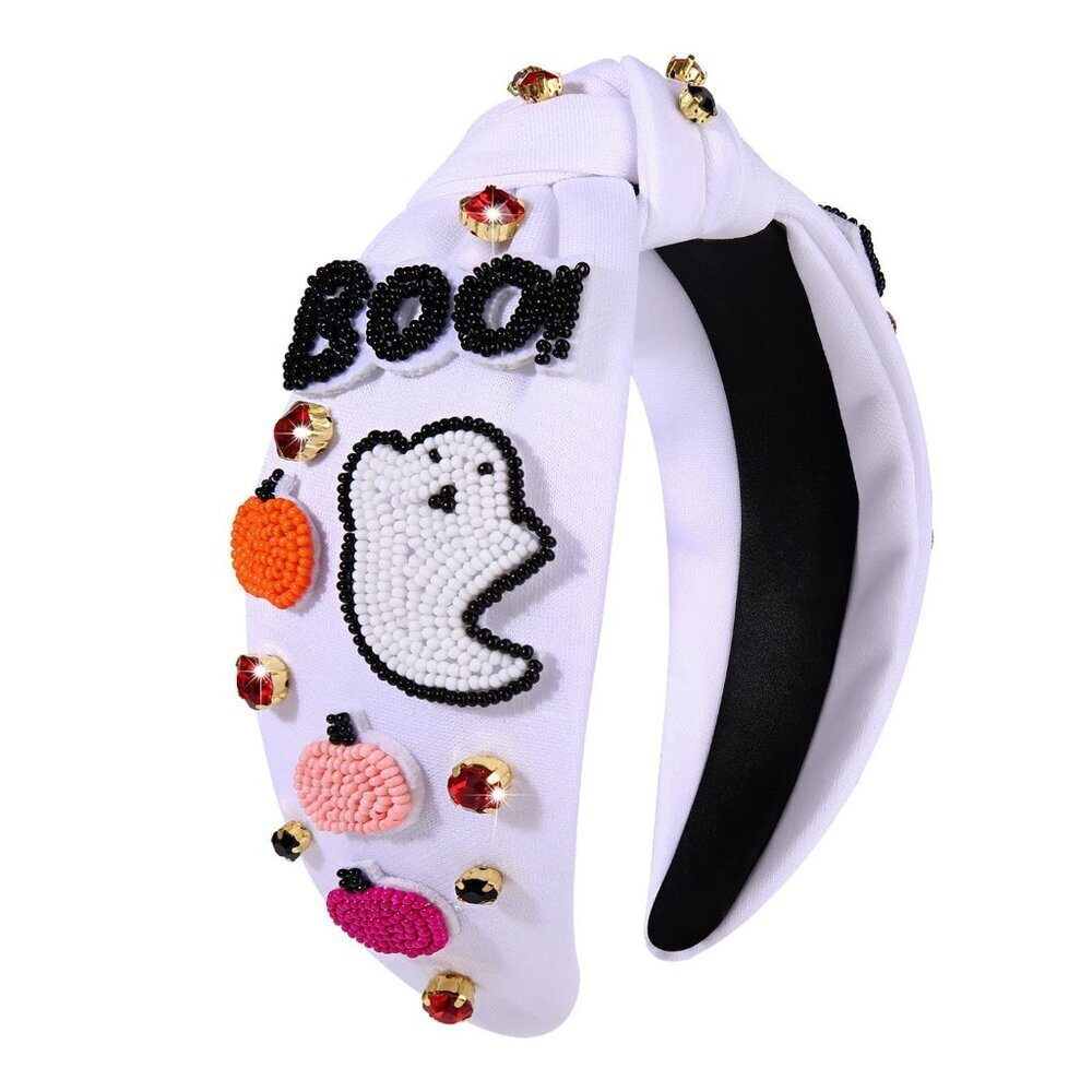 Halloween Headband Women Rhinestone Crystal Beaded Pumpkin Ghost Festival Access